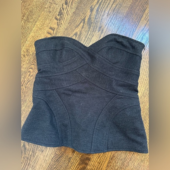 Nanette Lepore charcoal gray bustier style top - Picture 1 of 3